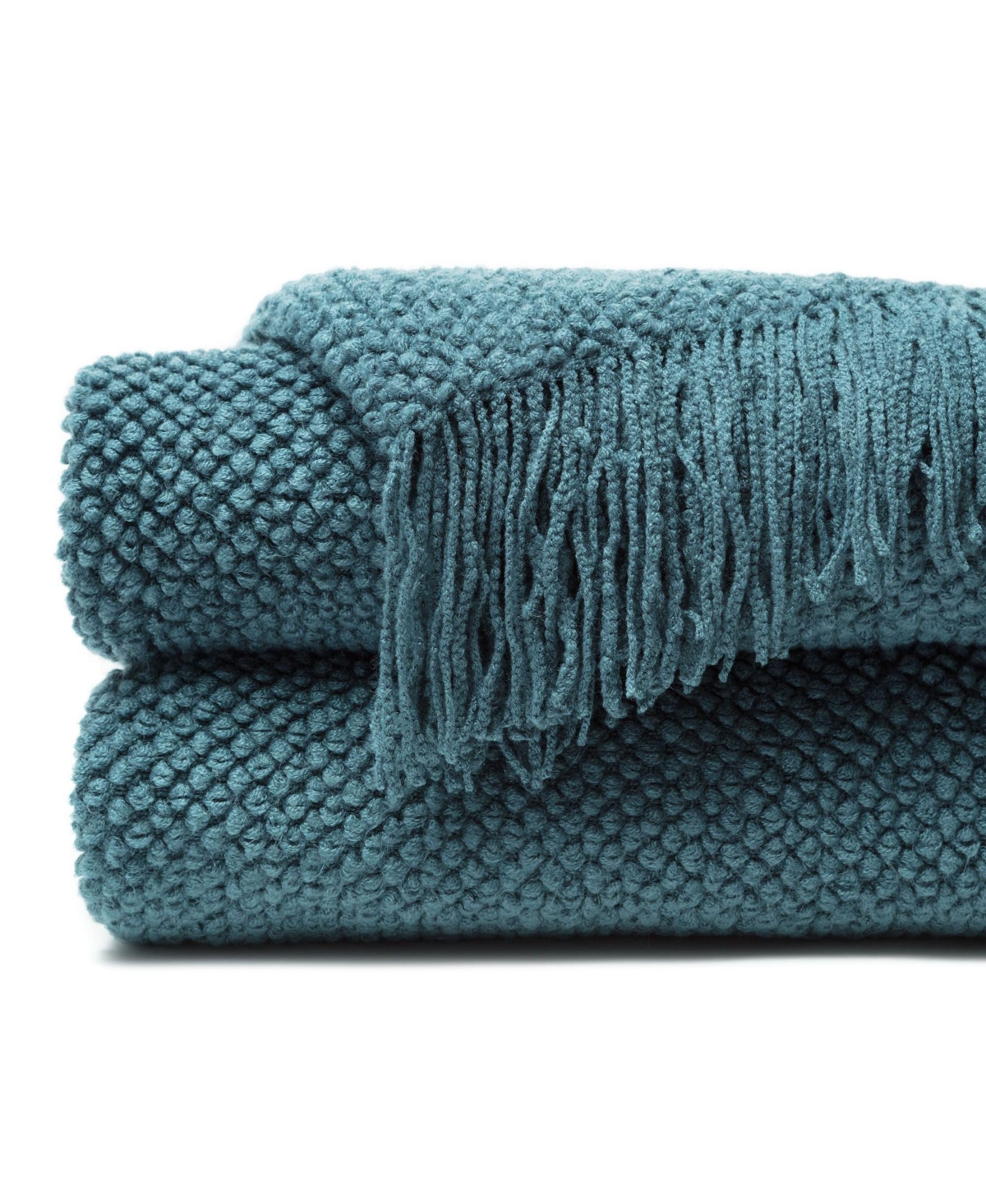 Chanasya Premium Round Pearl Knit Blanket with Tassels - Soft, Cozy Blanket for Couch, Bed, Living Room - 50