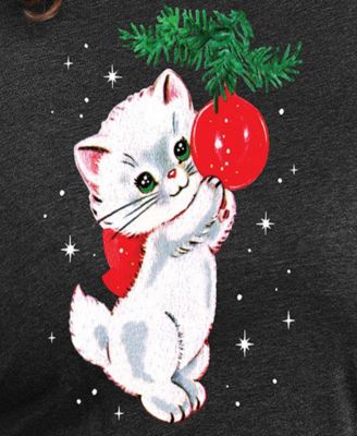 Plus Size Christmas Kitty Graphic T-shirt