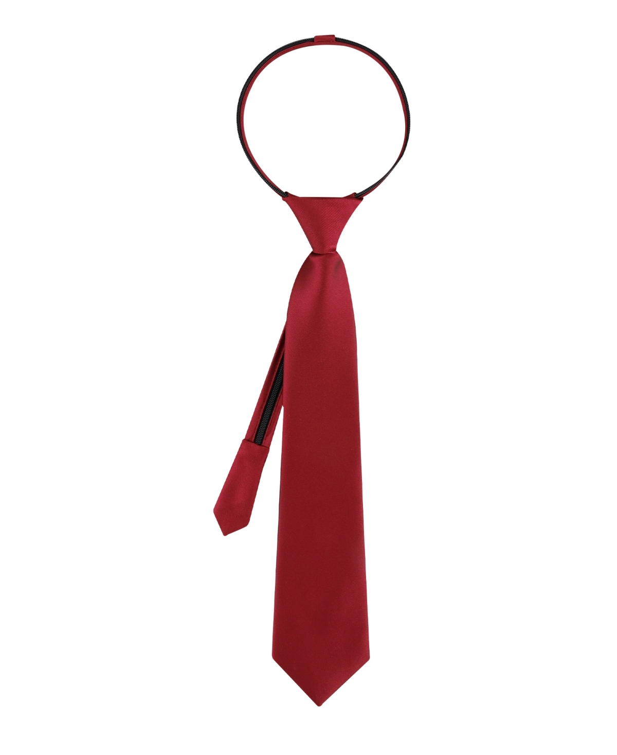 Calvin Klein Boys Broome Satin Solid Pre-tied Zipper Necktie In Burgundy