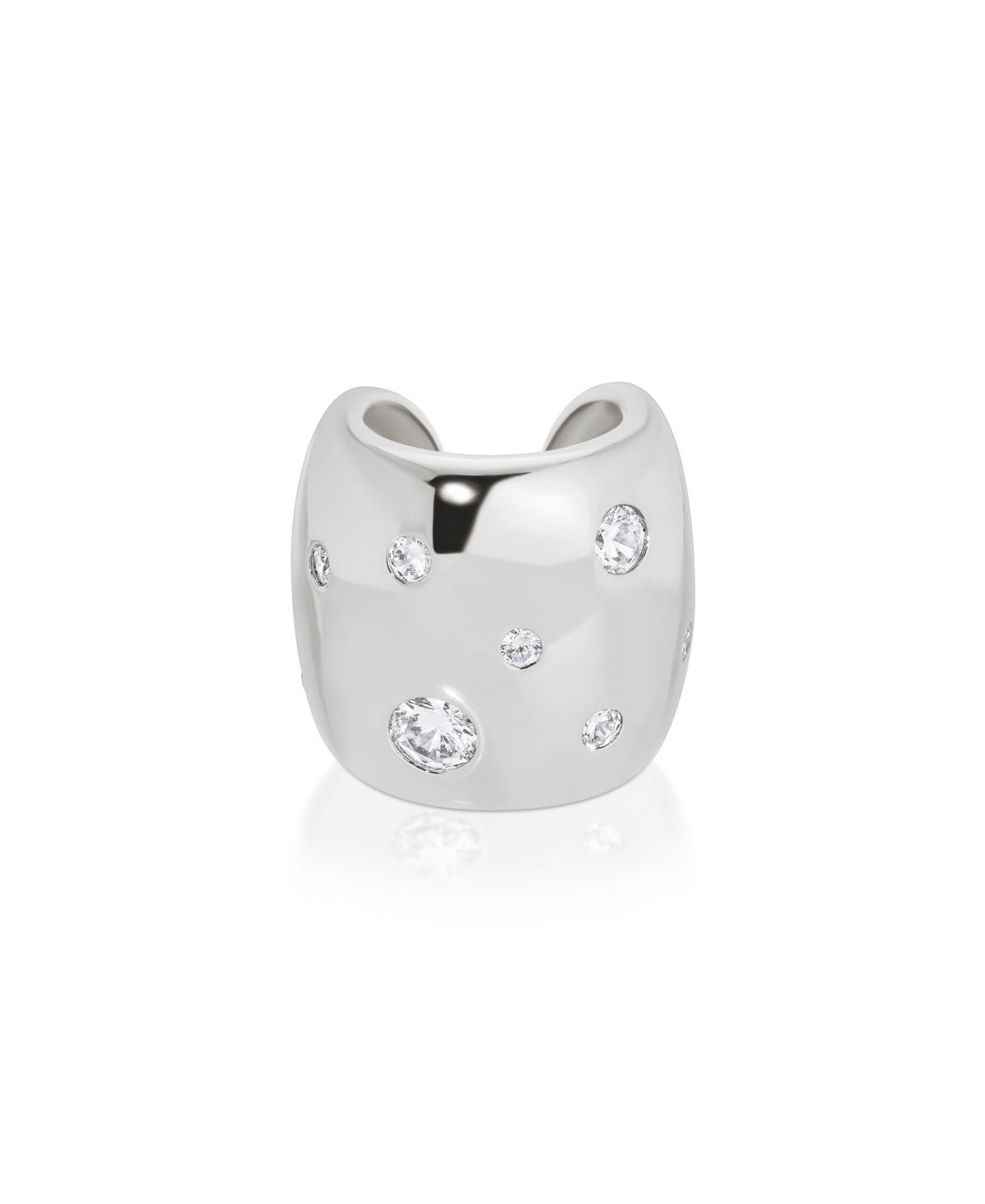 Ettika Plated Scattered Crystal Chunky Cuff Earrings In Silver