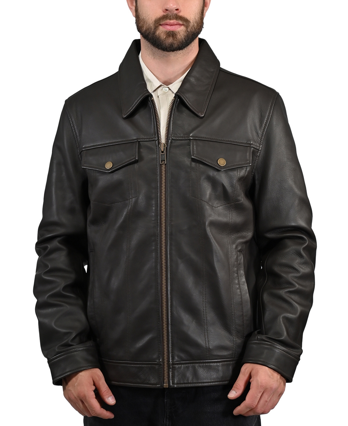 Frye Men's Modern Leather Trucker Jacket