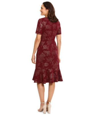 Petite Twist-Waist Flounce-Hem Midi Dress