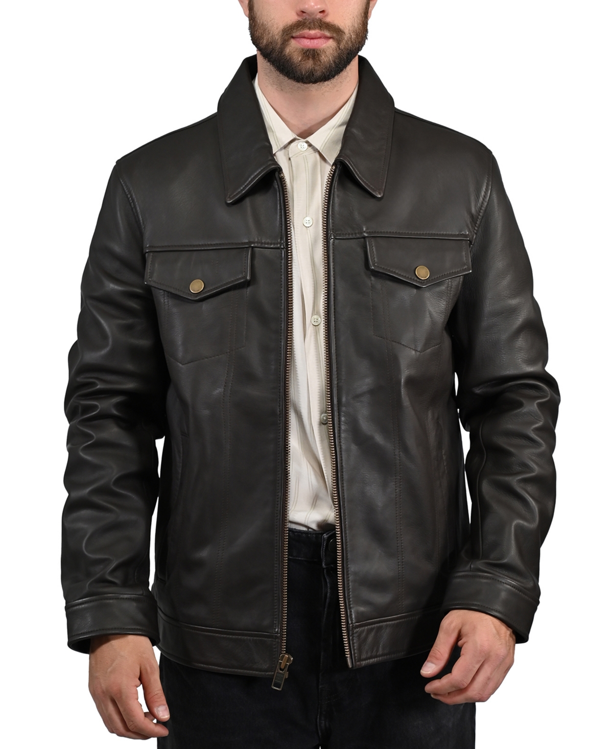 Frye Men's Modern Leather Trucker Jacket