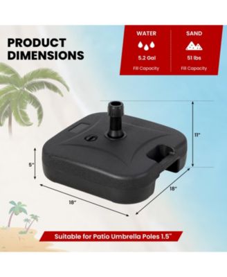 Fillable Patio Umbrella Base with Handle Fit 1.5 Inch Umbrella Poles-Black