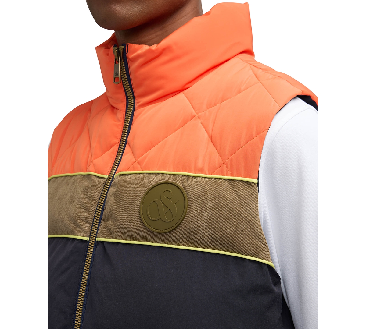 Scotch & Soda Men's Ovela Quilted Colorblocked Mixed-Media Full-Zip Vest