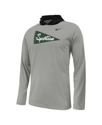 Big Boys and Girls Gray Michigan State Spartans Sideline Performance Long Sleeve Hoodie T-Shirt