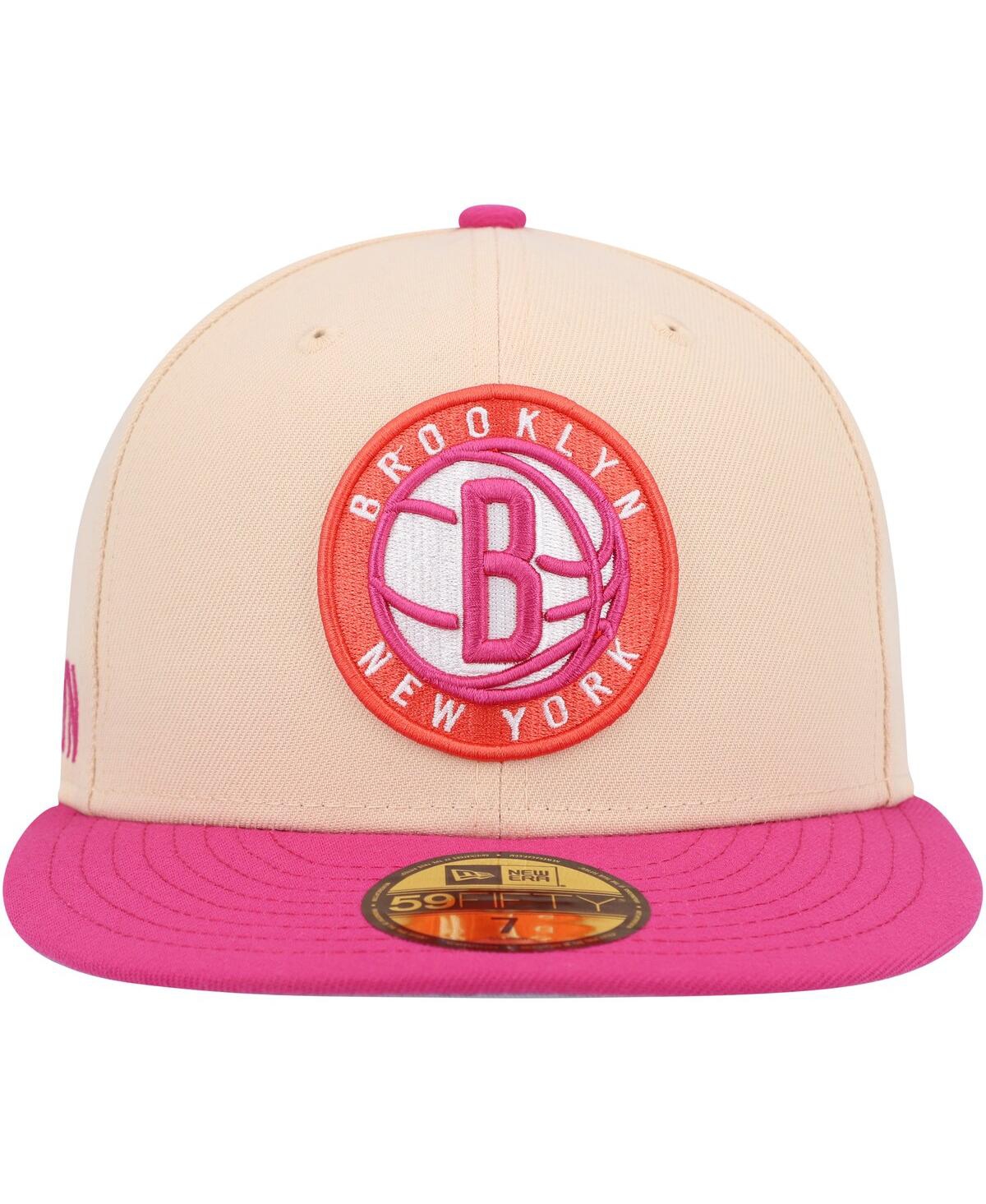 New Era Men'sPink Brooklyn Nets Passion Mango 59FIFTY Fitted Hat - Orange, Pink