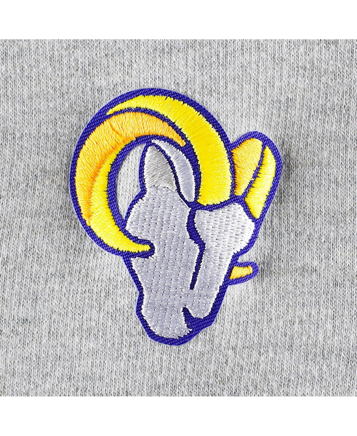 Antigua Women'sLos Angeles Rams Lightweight Jackpot Raglan Half-Zip Pullover Hoodie - Heather Gray, Royal