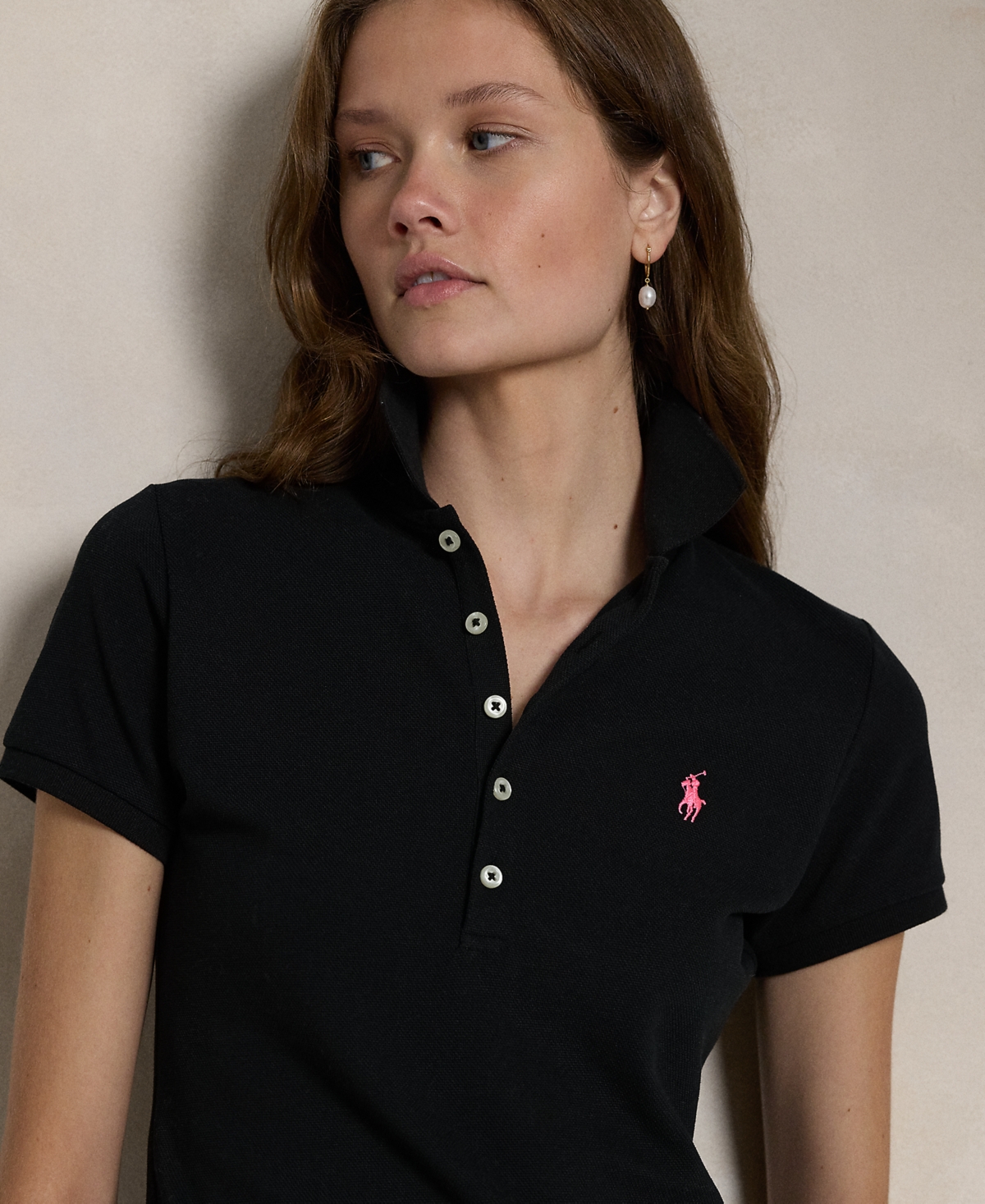 Polo Ralph Lauren Women's Pink Pony Slim-Fit Stretch Polo Shirt