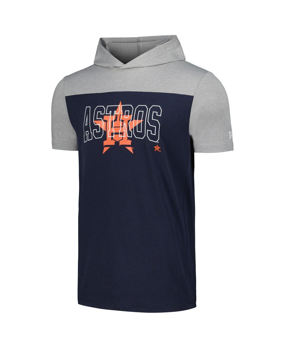 NEW ERA MEN'S NAVY HOUSTON ASTROS ACTIVE BRUSHED HOODIE T-SHIRT 