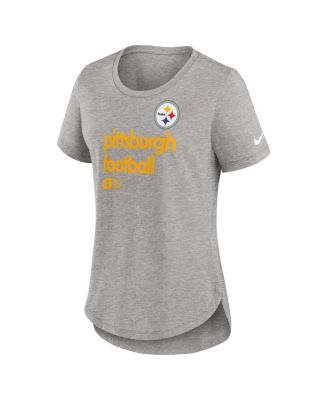 Women's Heather Gray Pittsburgh Steelers Fashion Tri-Blend T-Shirt