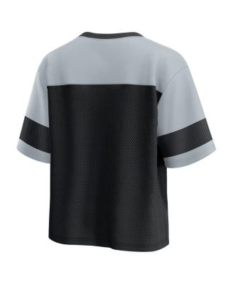 Women's Black/Silver Las Vegas Raiders Homeschool Jersey Poly V-Neck Fashion Top
