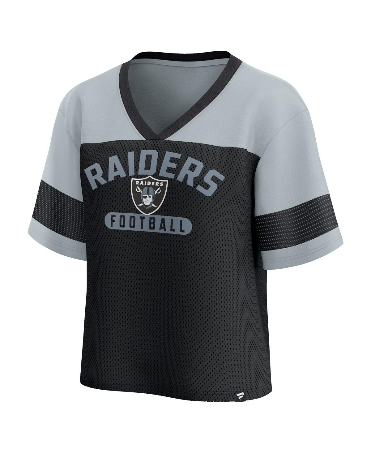 Fanatics Women's Black/silver Las Vegas Raiders Homeschool Jersey Poly V-neck Fashion Top In Black,silver