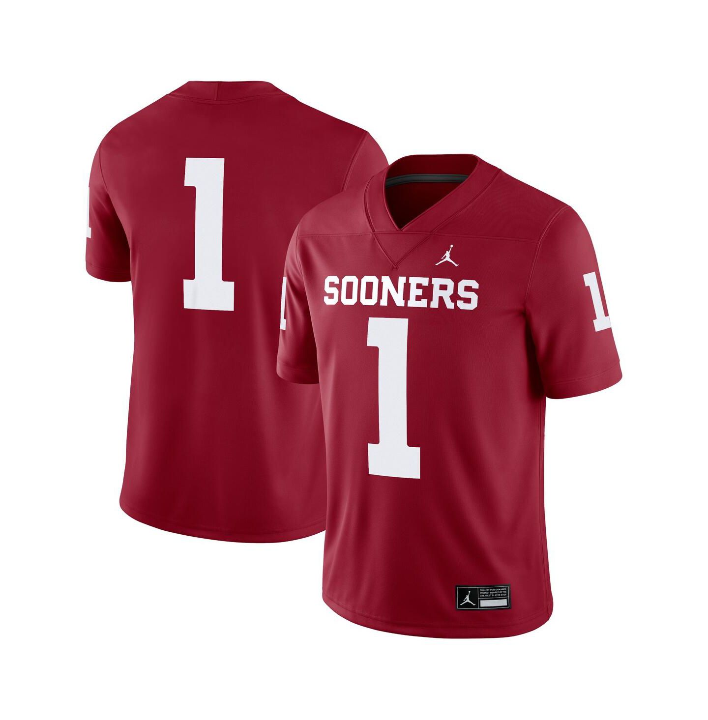 Мужской топ Jordan 1 Crimson Oklahoma Sooners Game Jersey — фото 1