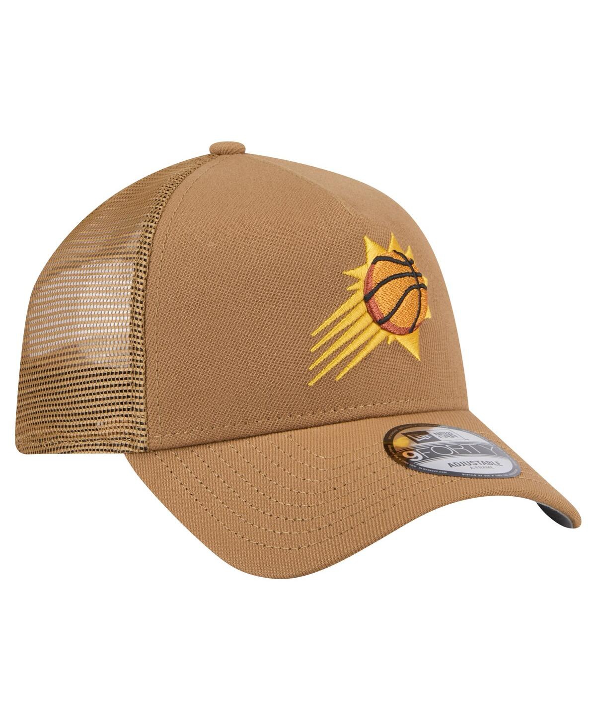 New Era Men'sPhoenix Suns 9FORTY A-Frame Trucker Adjustable Hat - Tan