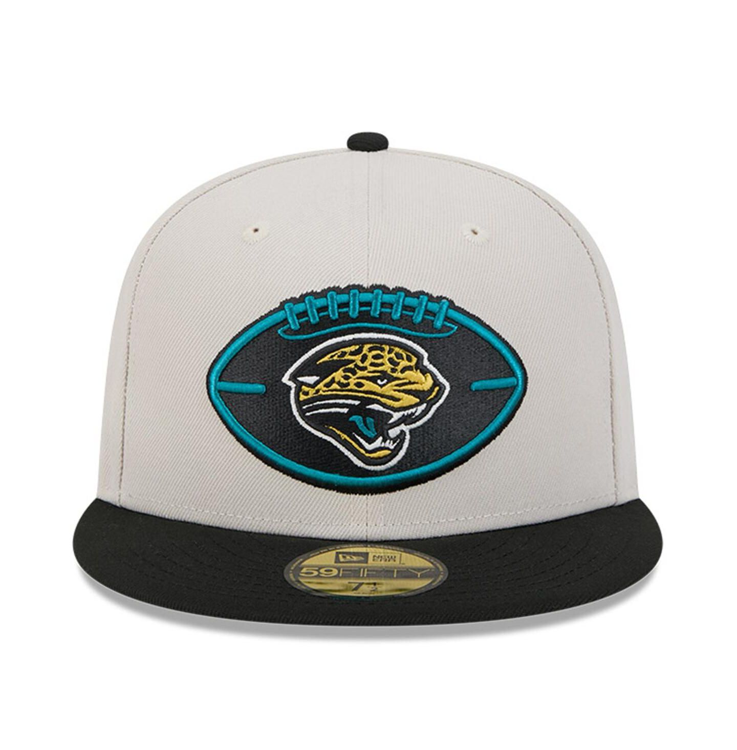 Мужская кепка New Era Stone/Black Jacksonville Jaguars 2024 Sideline Historic 59FIFTY Fitted Hat — фото 3