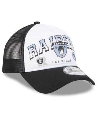 Men's White/Black Las Vegas Raiders Retro Wordmark A-Frame 9FORTY Adjustable Hat