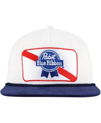 Men's White/Navy Pabst Blue Ribbon Corduroy Rope Golf Snapback Hat