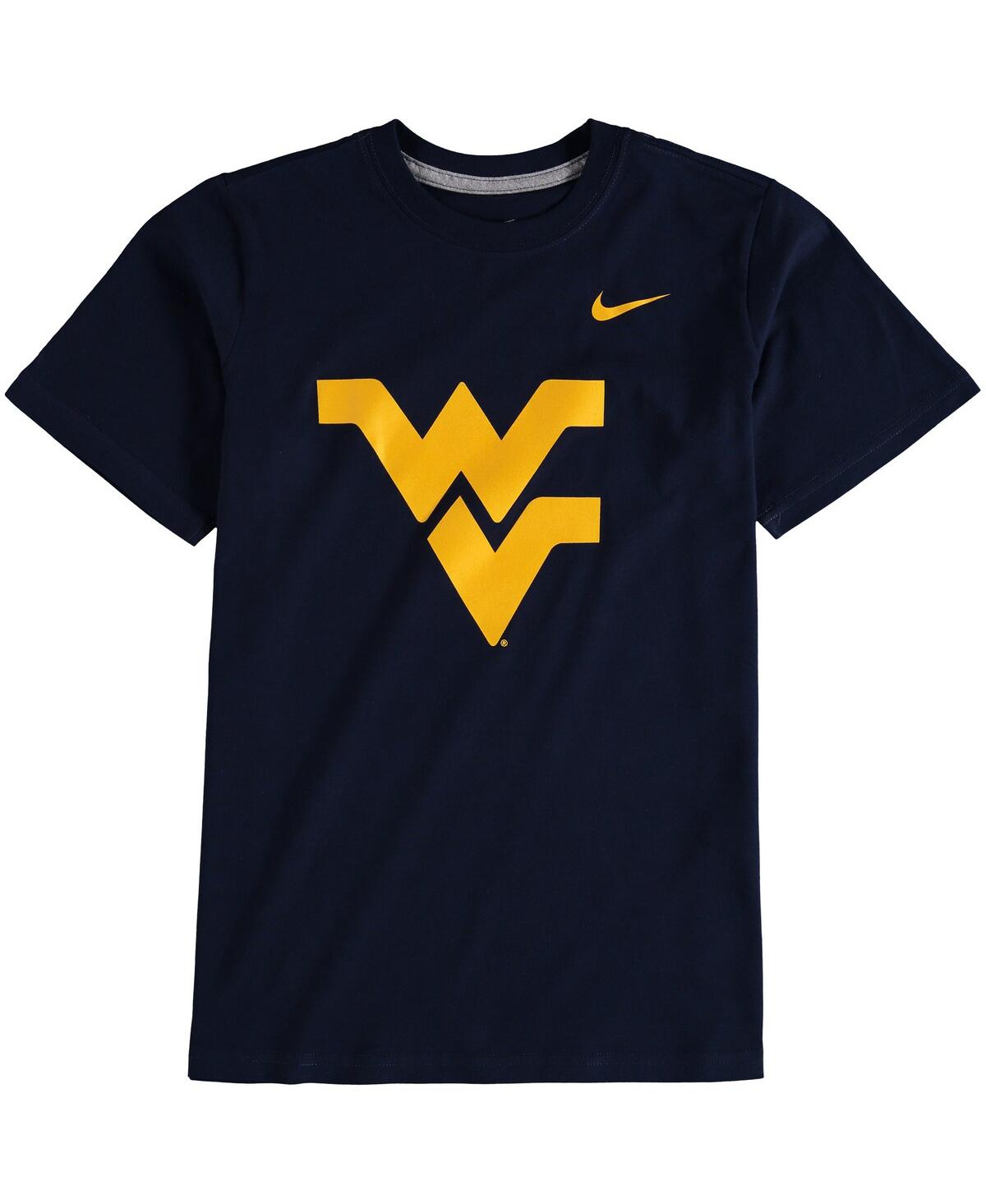 Nike Big Boys and Girls Navy West Virginia Mountaineers Cotton Logo T-Shirt - Navy