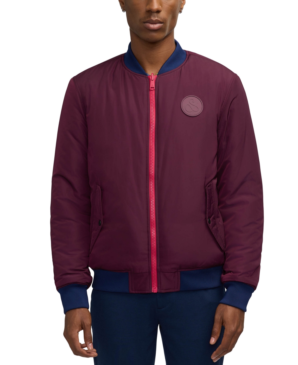 Scotch & Soda Men's Reversible Bomber Jacket In Dark Grape