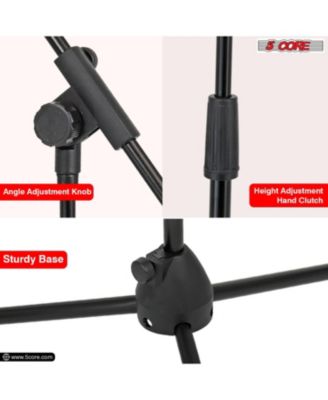 Microphone Stand Pair Floor Height Adjustable w Telescoping Boom Arm