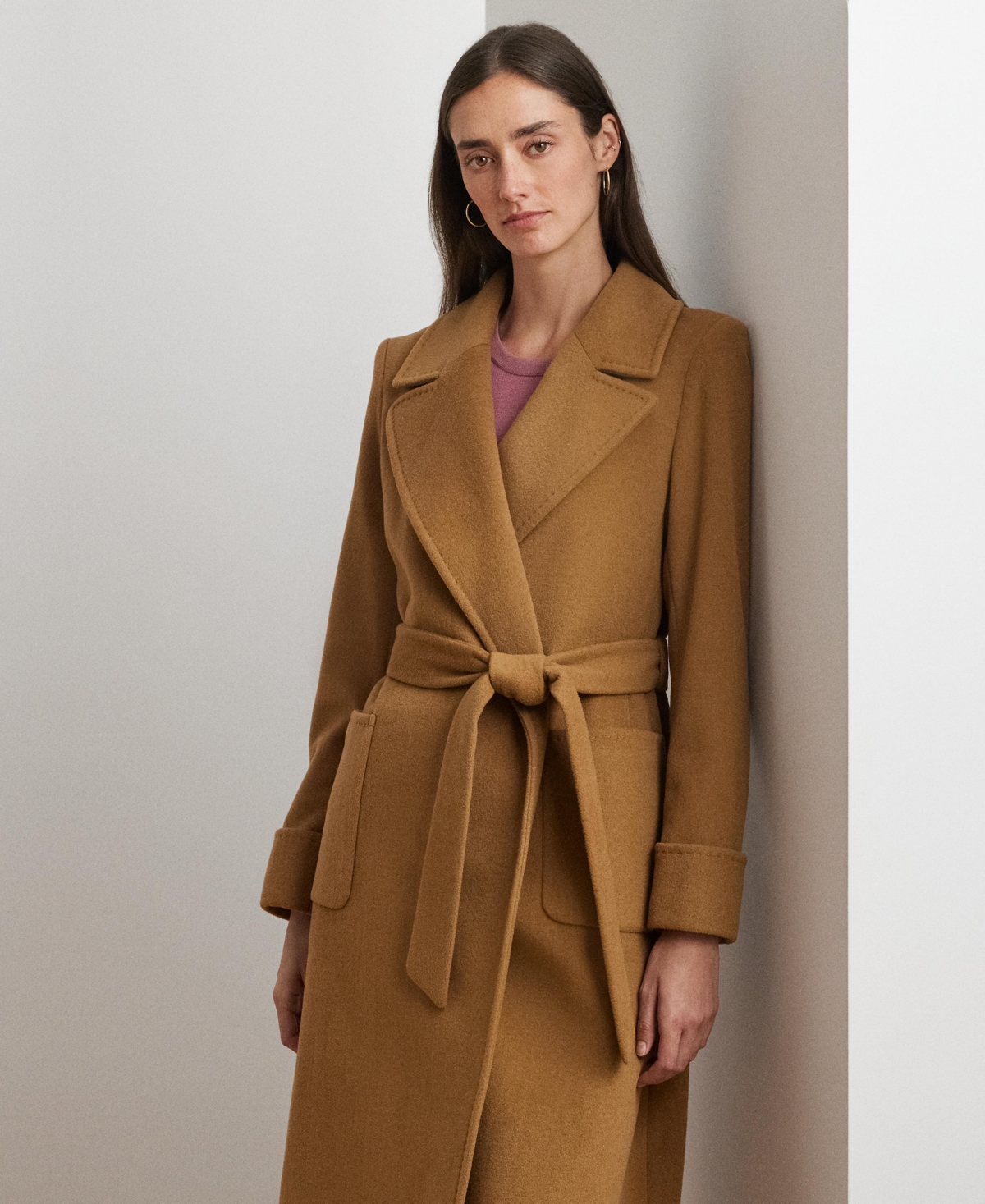 RALPH LAUREN WOMEN'S DOUBLE-FACED WOOL-BLEND WRAP COAT 