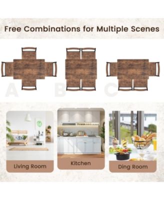 5-Piece MDF & Metal Frame, Space-Saving Chairs, Ergonomic Backrest Dining Table Set