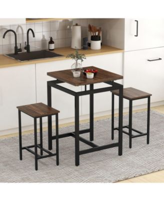 3 Pieces Pub Dining Table Set with Floating Tabletop and Footrest