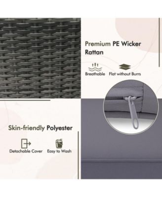 3 Pieces Patio Furniture Set with Cushioned Patio Chairs and Tempered Glass Coffee Table-Gray