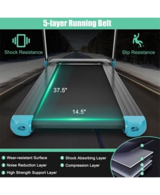 Folding Electric Compact Walking Treadmill with APP Control Speaker-Blue