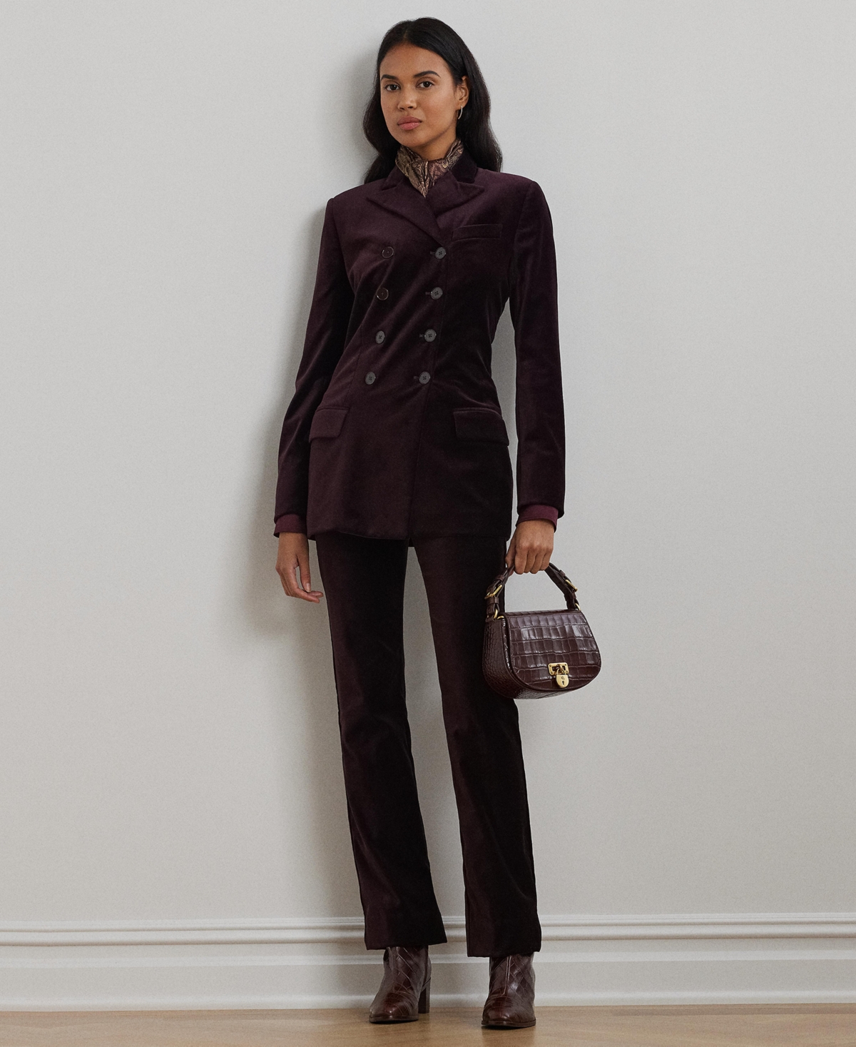Lauren Ralph Lauren Women's Double-Breasted Velvet Blazer