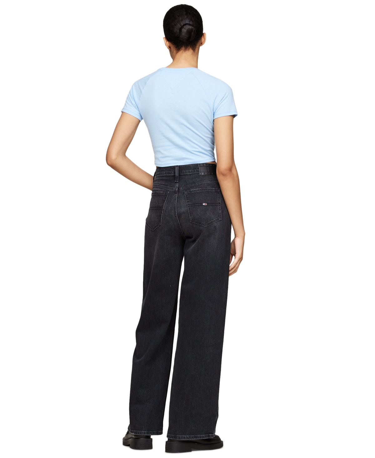 Tommy Jeans Women's Cotton Glitter Slim Cropped Varsity Tee