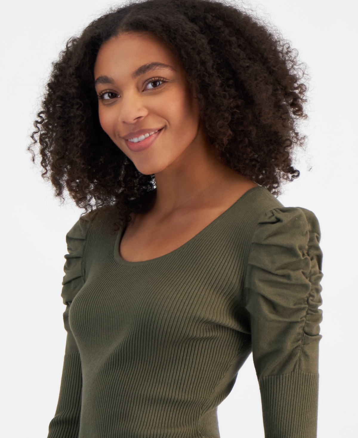 Madden Girl Juniors' Fine Gauge Puff-Sleeve Sweater