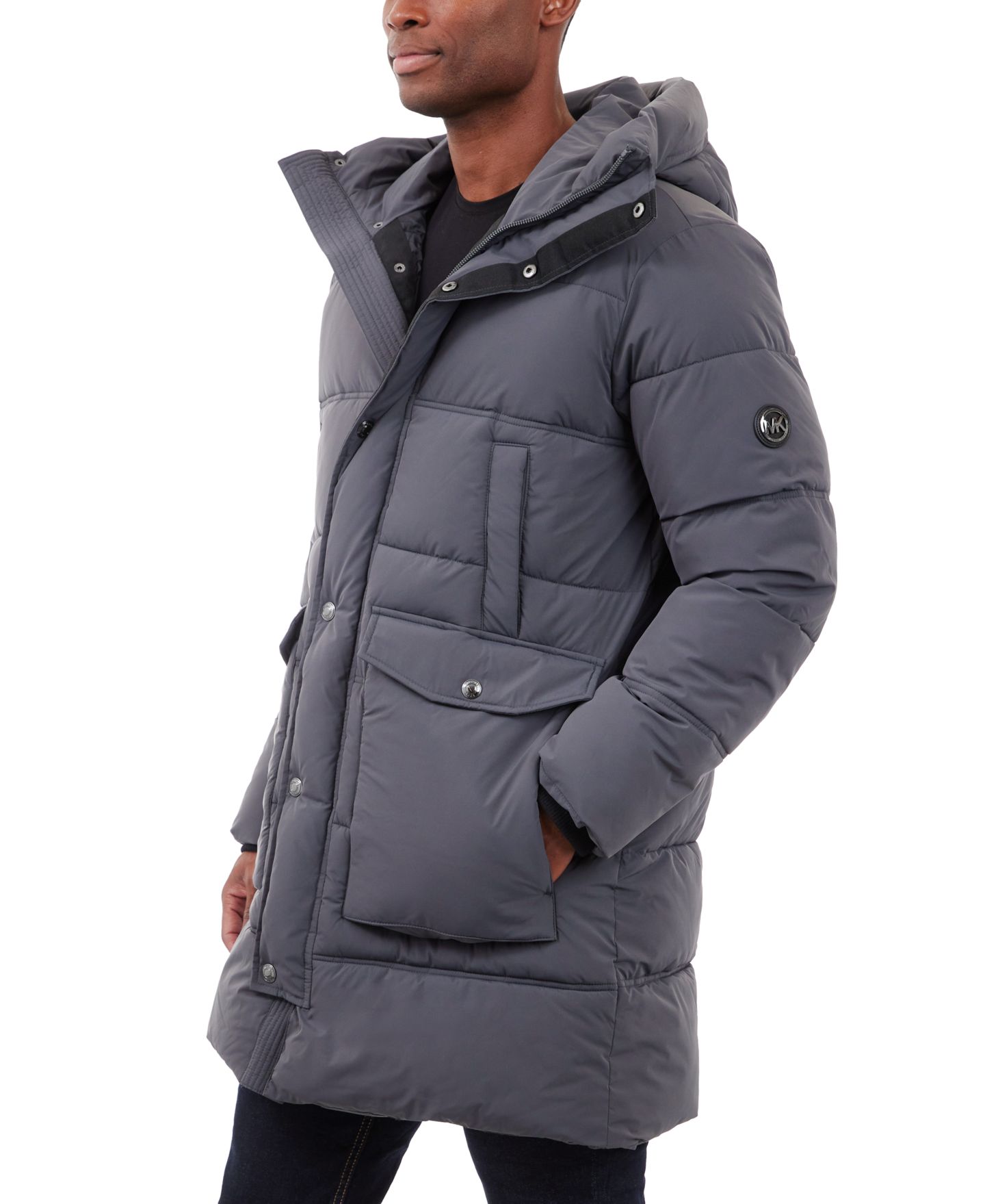 Мужская куртка Michael Kors Heavyweight Hooded Long Puffer, цвет: Угольный — фото 6