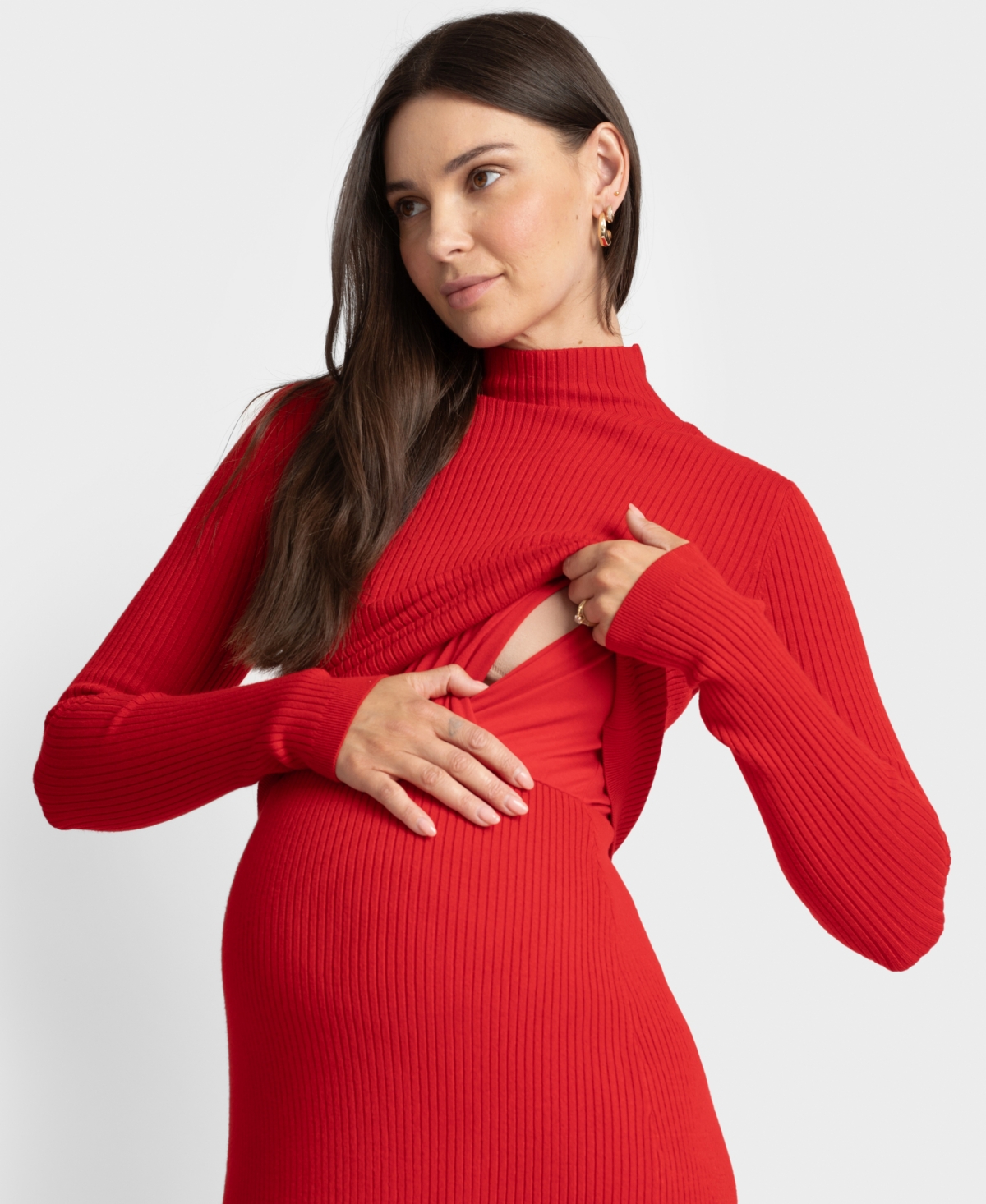 Shop Seraphine Women's Ribbed Maternity Dress In Red