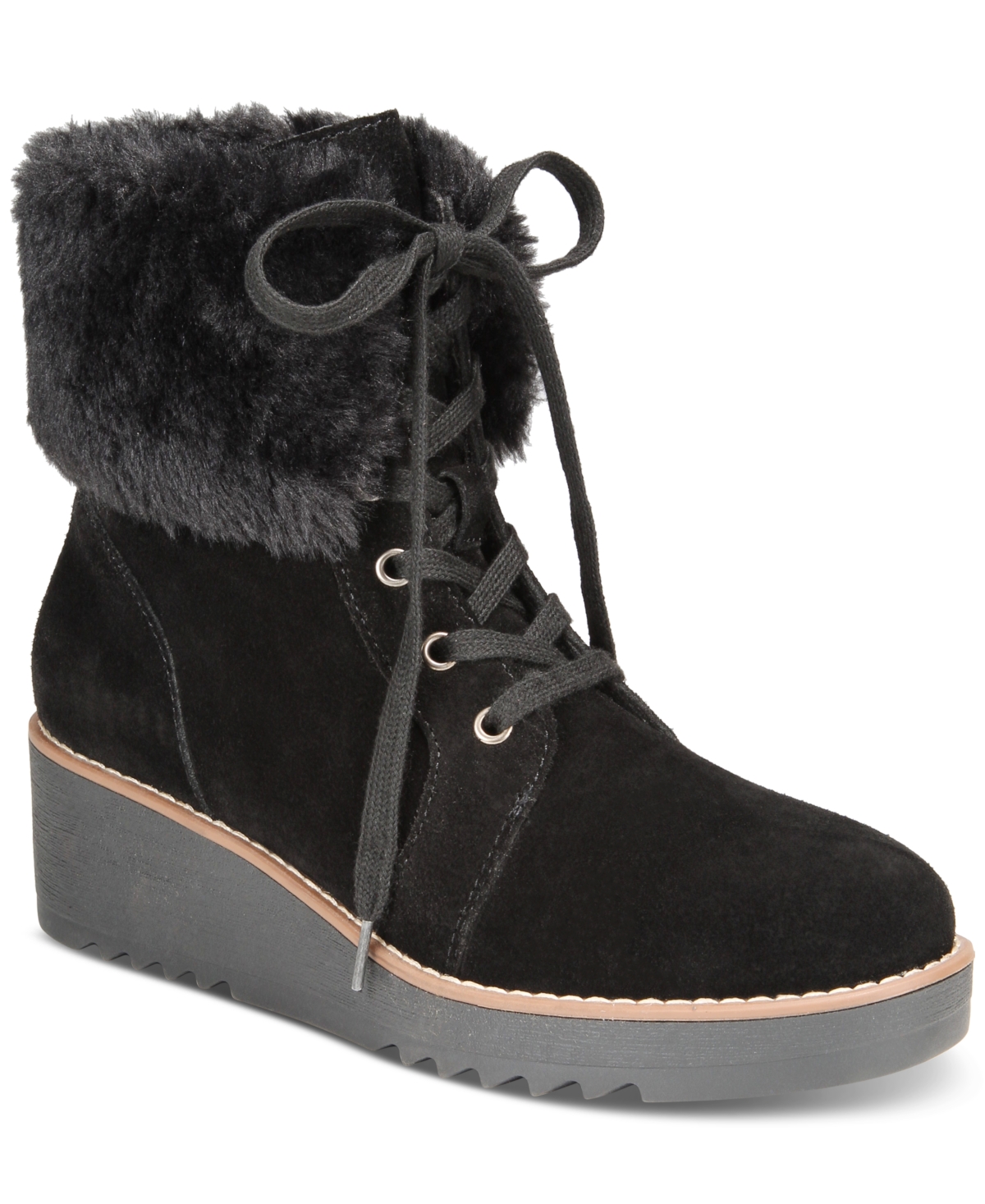 Shop Style & Co Women's Iggyy Lace-up Wedge Boots, Created For Macy's In Black Sd