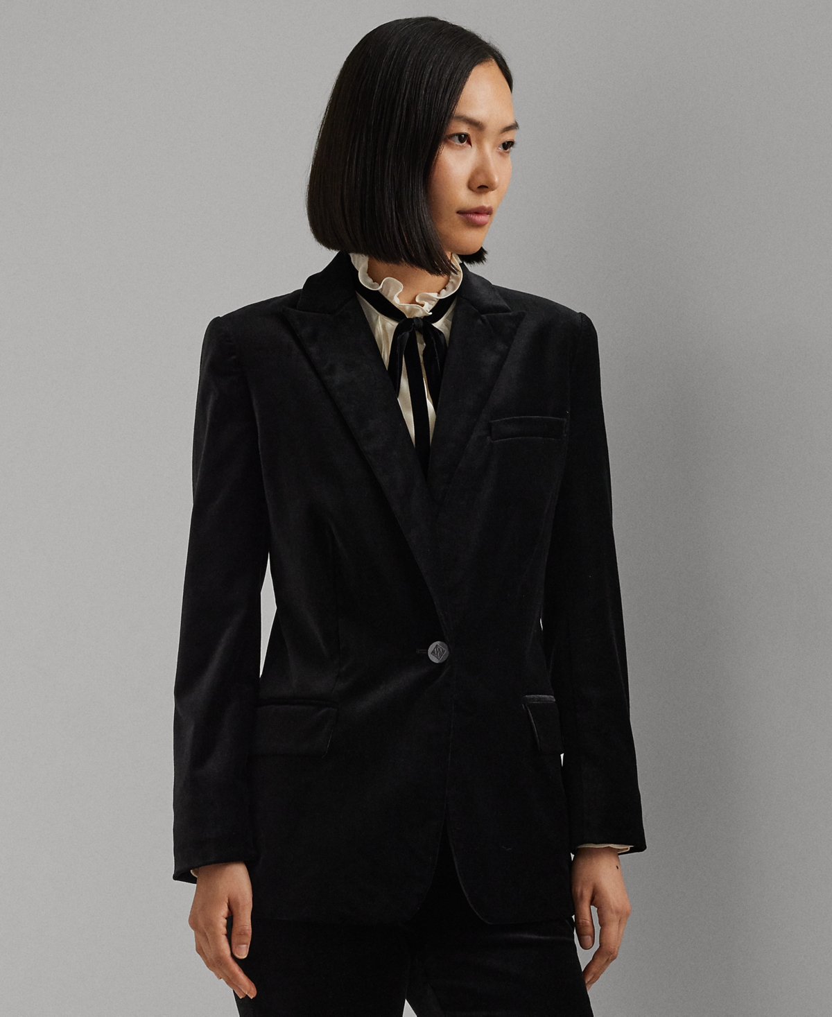 RALPH LAUREN PETITE STRETCH VELVET BLAZER