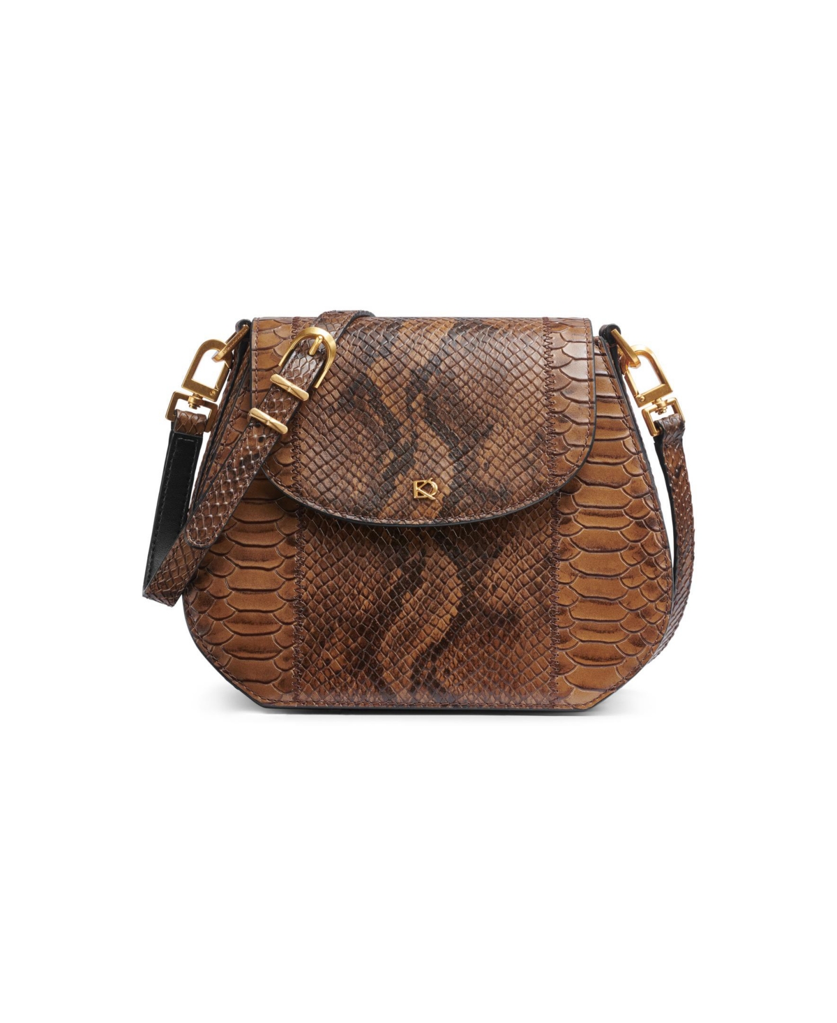 Donna Karan Bellerose Python Flap Crossbody In Teak