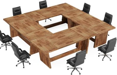 6.5FT Conference Room Table: Large Rectangular Meeting Seminar Table for 6-8 People, Wood Long Training Table with Heavy-Duty Frame, Business Table for Office