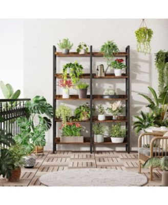 5-Tier Industrial Bookshelf, 71”H x 47”W Etagere Bookcase, Freestanding Double Wide Book Shelf for Storage and Display
