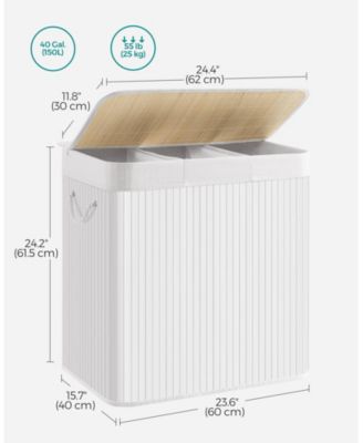 3-Section Laundry Hamper with Lid