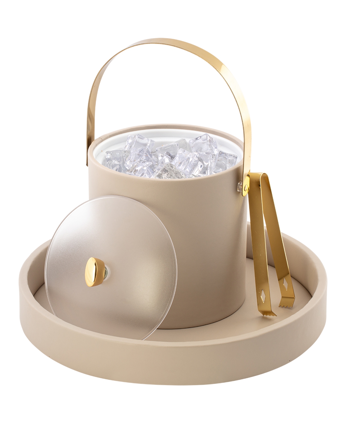 Kraftware Arc Ice Bucket And Ice Tong, 3 Quart In Taupe