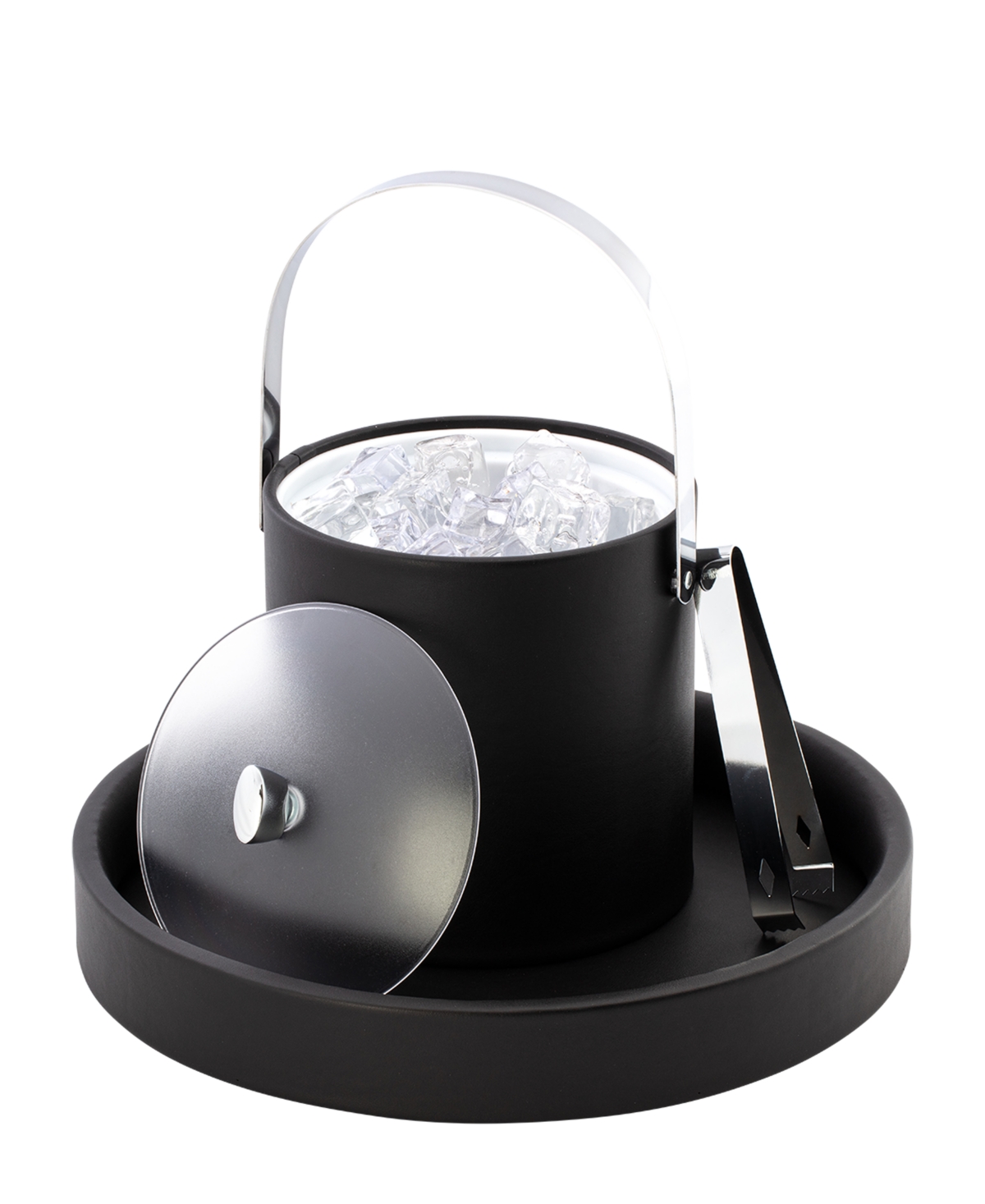 Kraftware Arc Ice Bucket And Ice Tong, 3 Quart In Black