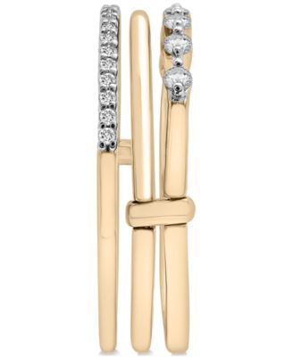 Diamond Triple Row Stack Look Ring (1/4 ct. t.w.) in 10k Gold, Created for Macy's