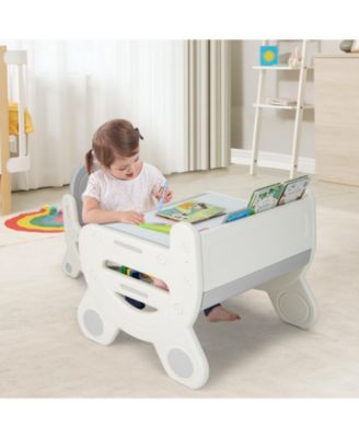 Kids Drawing Table and Chair Set for Reading Playing with Pens and Blackboard Eraser