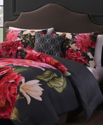 Flower Garland Bedding 100% Cotton 5 Piece Queen Size Reversible Comforter Set