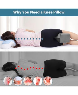Memory Foam Knee Pillow for Side Sleepers Leg Hip Spine Support Ergonomic Wedge Cushion with Washable Cover