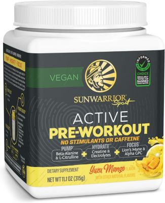 US Active Pre-Workout NON STIM Tub, Yuzu Mango, 315gm