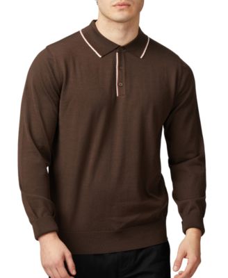 Ben Sherman - Men's Regular-Fit Tipped Merino Wool Polo Shirt