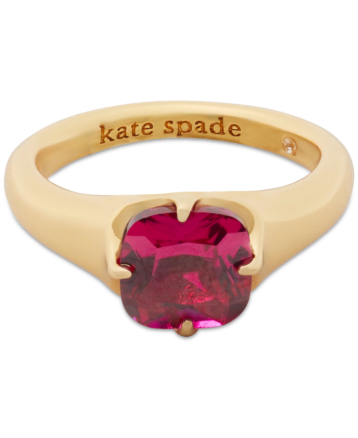 Kate Spade New York Gold-Tone Color Cubic Zirconia Solitaire Ring -gold